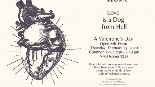 English Department Valentine's Day Ope Mic flyer