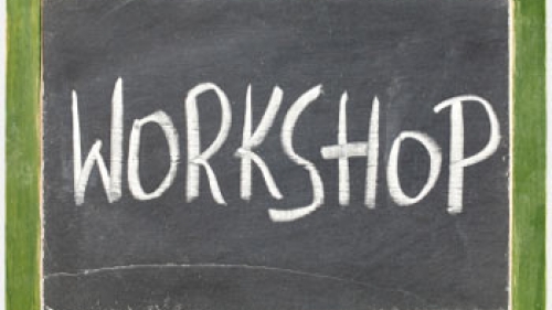 workshop written on blackboard