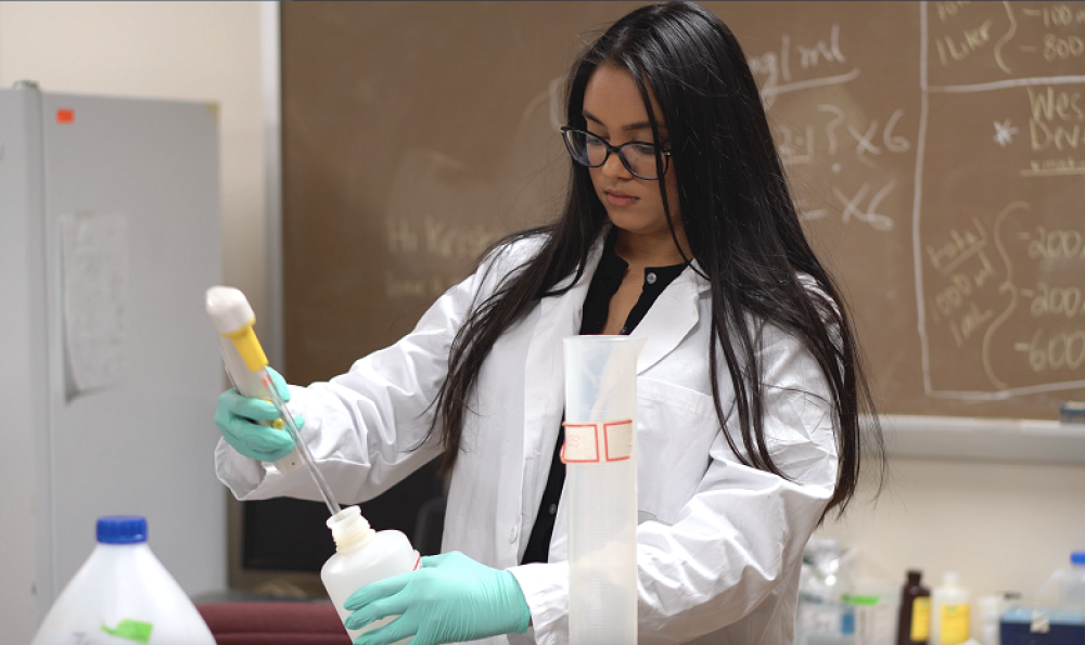 Sarah Sadik involved in research as an undergraduate student.