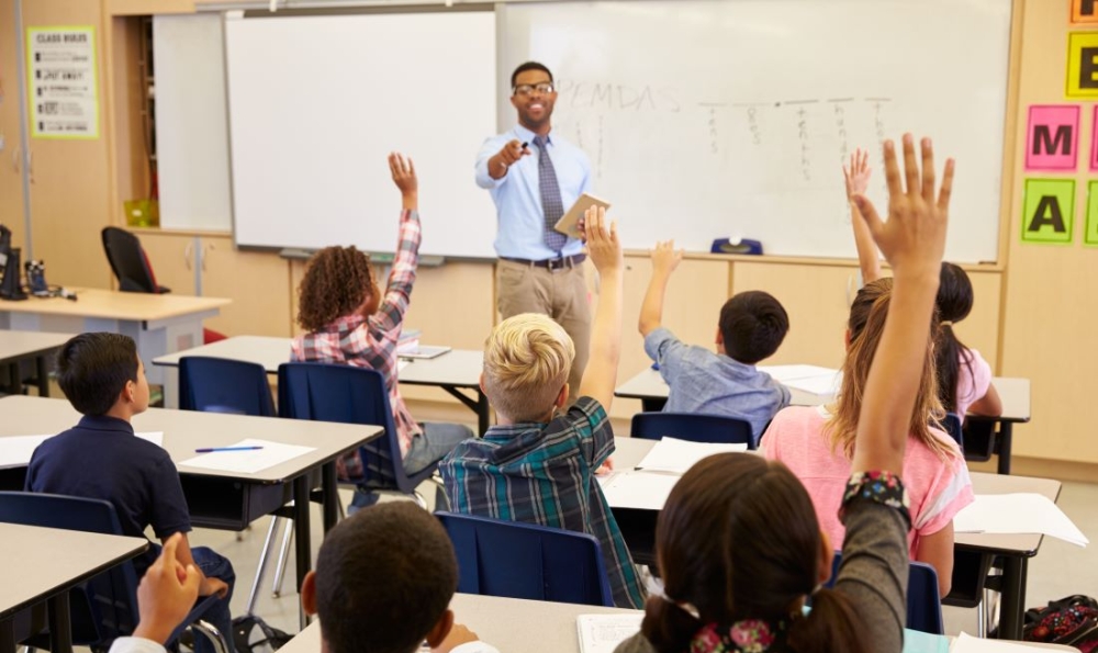 Teacher in front of a classroom